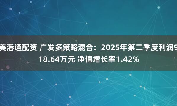 美港通配资 广发多策略混合：2025年第二季度利润918.64万元 净值增长率1.42%