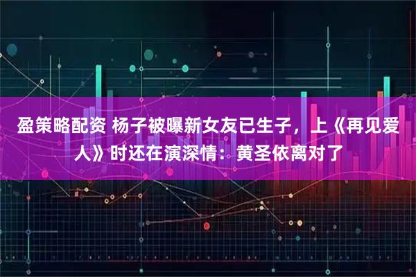 盈策略配资 杨子被曝新女友已生子，上《再见爱人》时还在演深情：黄圣依离对了